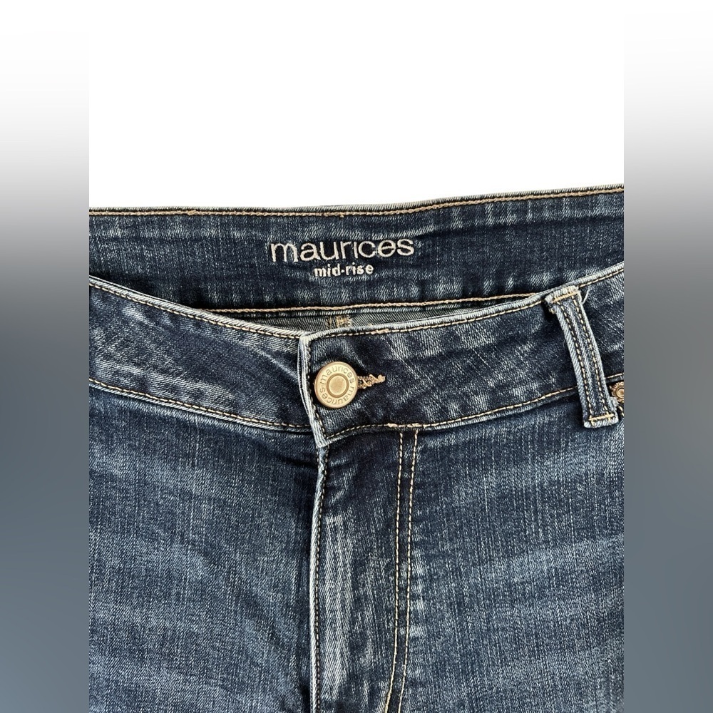 Maurice’s dark wash mid rise distressed jeans - Picture 2 of 5